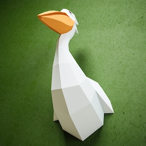 DIY Paper Pelican 3D Papercraft Sculpture Paper Craft Model Low Poly
