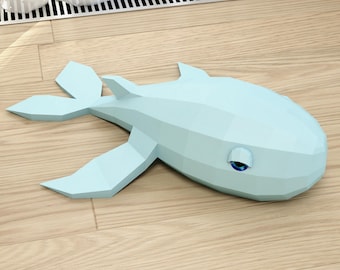 Papercraft Whale, DIY Paper project, 3D paper model, PDF template, paper sculpture, craft for kids, diy gift toy, pepakura, origami, do it