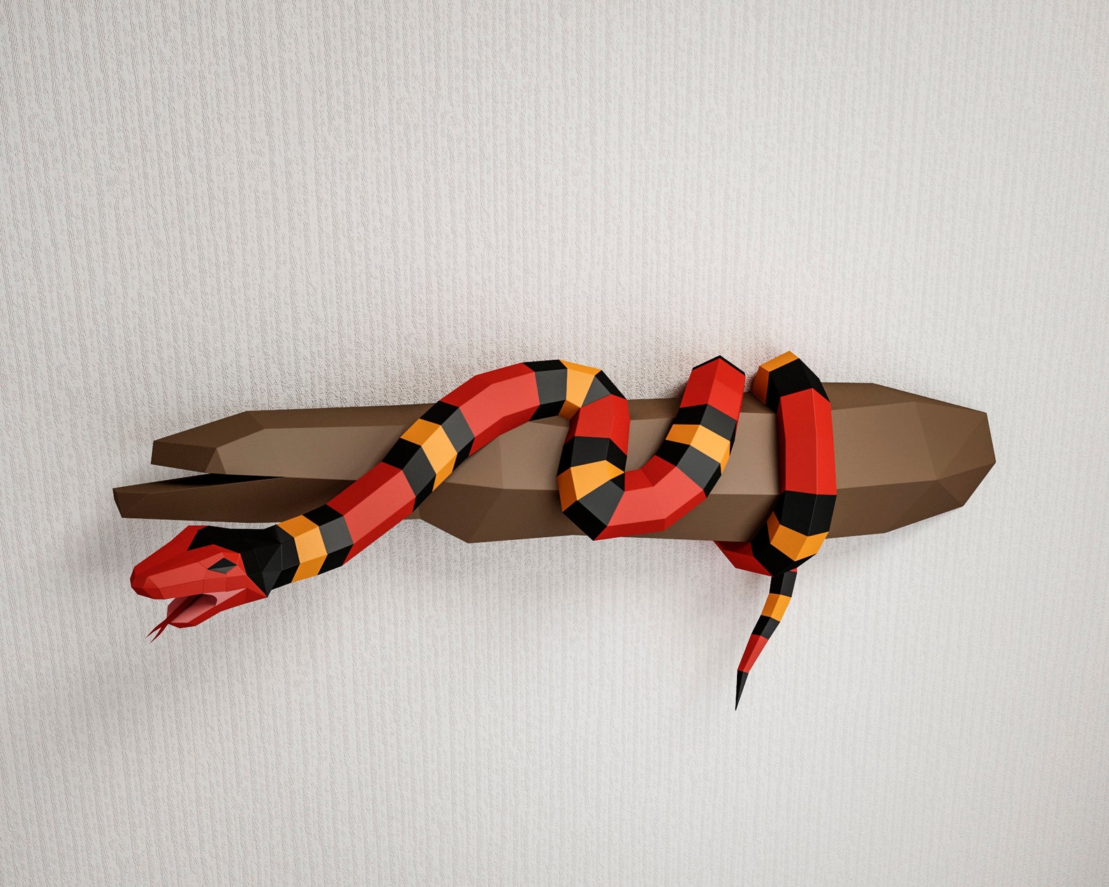 Papercraft Snake on a branch Scarlet king snake Paper craft Etsy