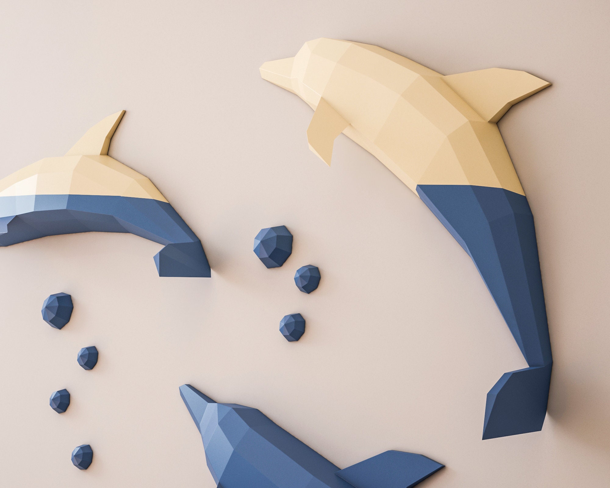 Papercraft PDF dolphins, 3D origami paper craft DIY kit, Hom - Inspire  Uplift