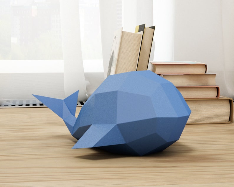 Modèle de papercraft facile, modèle de baleine simple, bricolage en papier pour les enfants, comment faire votre propre origami 3D, idée de projet de papier pepakura, A4 PDF image 1