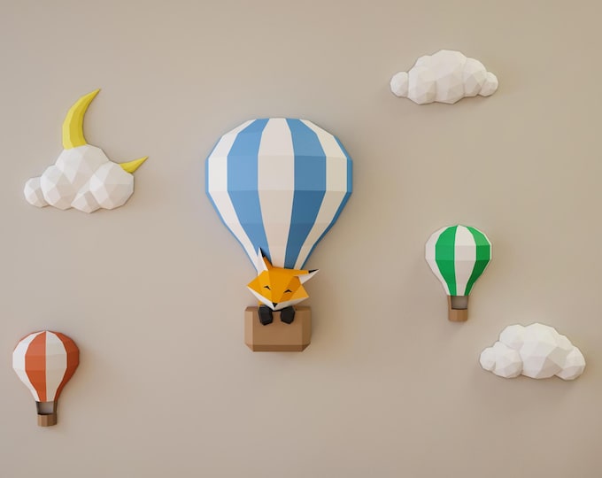 Papercraft Digital PDF Template for Clouds, DIY 3D Clouds, Origami,low ...
