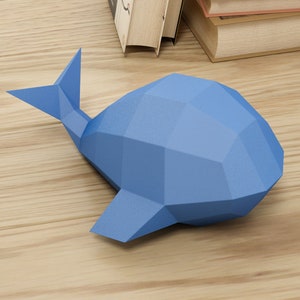 Modèle de papercraft facile, modèle de baleine simple, bricolage en papier pour les enfants, comment faire votre propre origami 3D, idée de projet de papier pepakura, A4 PDF image 3