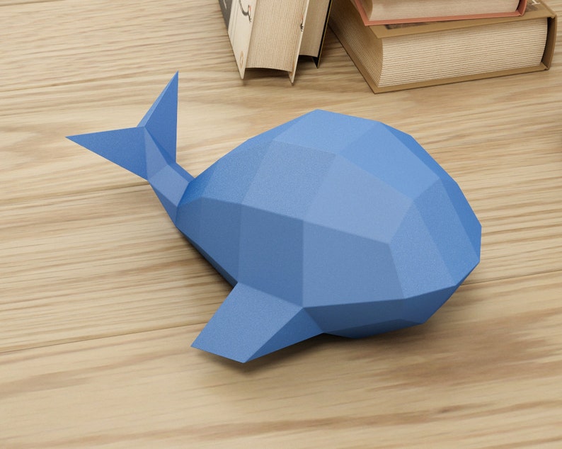 Modèle de papercraft facile, modèle de baleine simple, bricolage en papier pour les enfants, comment faire votre propre origami 3D, idée de projet de papier pepakura, A4 PDF image 3