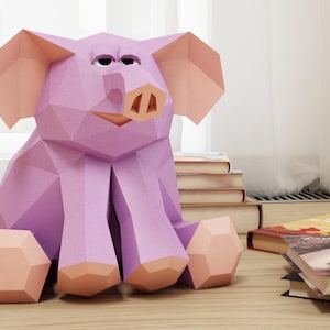 Papercraft Elephant, 3D Paper Craft Toy, DIY Paper project, PDF template kit, How to make paper model sculpture, gift for kids, origami