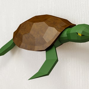 Papercraft Turtle, DIY 3D origami home decor, Paper craft template, sea animal model kit, PDF printable, tortoise sculpture, pepakura A4
