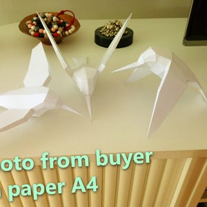 Papercraft Birds, How to make 3D paper craft, paper sculpture pattern, diy gift paper model, PDF template kit, low poly Bird,animal pepakura image 5