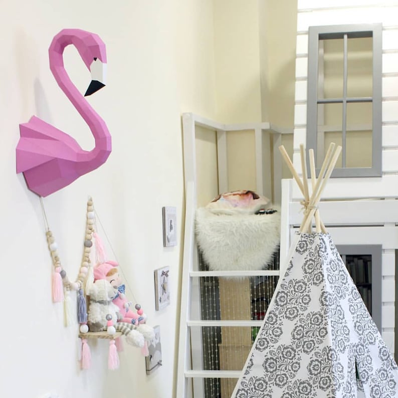 Papercraft Flamingo 3D-Papier-Handwerk-Skulptur Tier Kopf ...