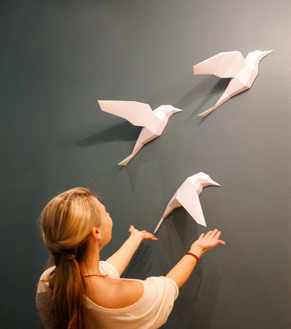 Papercraft 3D Origami Birds, Dorm Decor DIY Kit Digital PDF, Low Poly  Model, Pepakura Template 