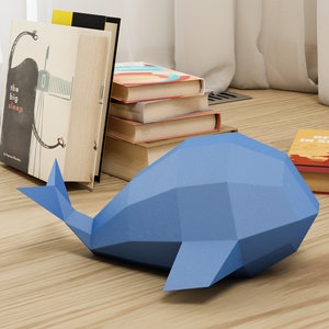 Modèle de papercraft facile, modèle de baleine simple, bricolage en papier pour les enfants, comment faire votre propre origami 3D, idée de projet de papier pepakura, A4 PDF image 2