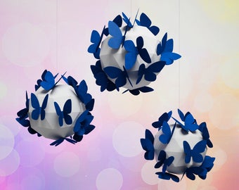 Paper craft Butterfly on a sphere, DIY home decor, 3D papercraft model, gift for girl, PDF paper sculpture, printable low poly template kit