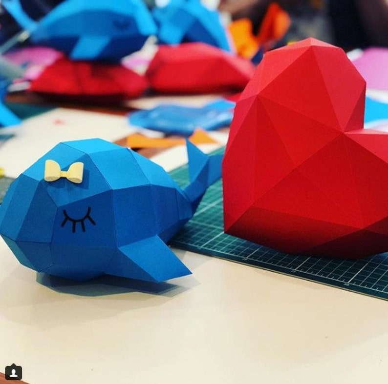 Modèle de papercraft facile, modèle de baleine simple, bricolage en papier pour les enfants, comment faire votre propre origami 3D, idée de projet de papier pepakura, A4 PDF image 7