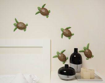 Papercraft Turtles, Paper Craft turtle model, Tortoise PDF template, 3D Terrapin sculpture, Low poly pattern, Little sea Turtles digital kit
