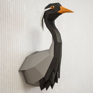 Papercraft gru Demoiselle, modello artigianale di carta 3D, scultura low poly stampabile, airone, cicogna, uccello, fai da te come fare, origami, kit pepakura