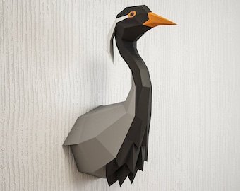 Papercraft crane Demoiselle, 3D paper craft model, printable low poly sculpture, Heron, stork, bird, diy how to make, origami, pepakura kit