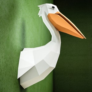 Fai da te Paper Pelican 3D, scultura Papercraft, modello artigianale di carta, kit modello Low poly Bird, puzzle 3D origami, Scarica file PDF stampabile
