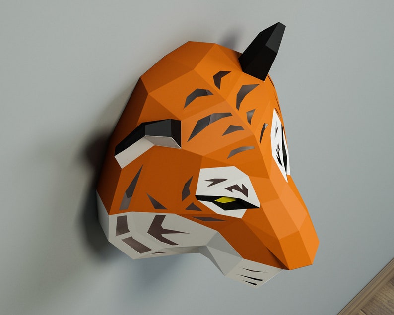 DIY Papercraft Tiger paper craft model template night lamp Etsy