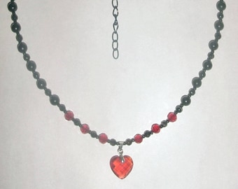 Blackstone and Swarovski Crystal Bloodheart Necklace