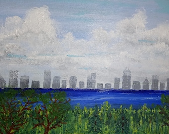 original acrylic painting landscape scenery natural