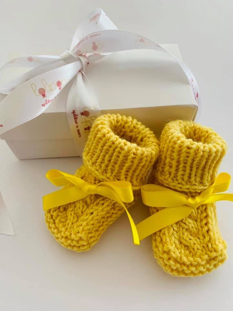Knitted Baby Booties Newborn Baby Gift Girl Booties Yellow Etsy