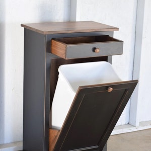 Primitive trash can cabinet |  | Extra large trash can cabinet | Amish handmade | made in USA | with Trim | 50qts