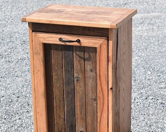 Reclaimed Oak Tilt-Out Trash Bin | Amish Handcrafted