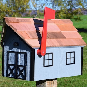 Amish mailbox Barn Mailbox Amish Handmade wood mailbox FREE SHIPPING GRAY AND BLACK