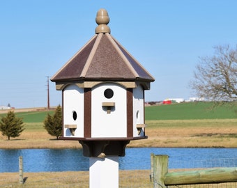 Grand Pavillon Birdhouse Bois Amish Handmade 8 Chambres