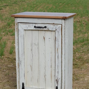 Trash can cabinet | Eco-Friendly | Amish furniture | Reclaimed barn wood | Amish handcrafted, Rustic, distressed Trash Bin,