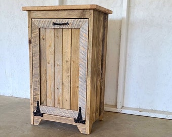 Trash can CABINET | Eco-Friendly Reclaimed wood | trash bin | Amish handcrafted