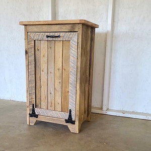 Trash can CABINET | Eco-Friendly Reclaimed wood | trash bin | Amish handcrafted