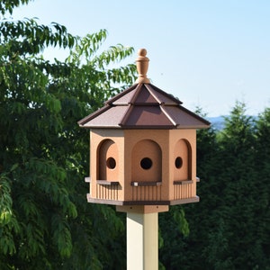 Birdhouse outdoor | Handmade Gazebo Bird House | 8 rooms | Amish Handmade | Made in USA | Cedar & Brown