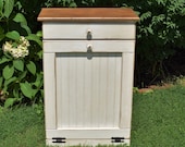 Wood Trash Can, Tilt Out Trash Bin, Primitive Rustic finish Amish handmade Country trash Can, 10 Gallon Plastic trash can is included