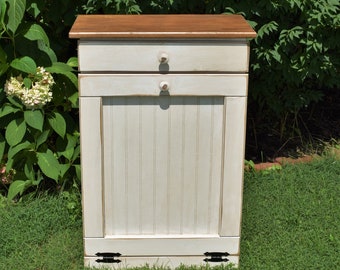Rustic Trash bin | Amish trash can cabinet | Amish handmade furniture | Made in USA  *Plastic Can INCLUDED