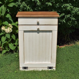 Rustic Trash bin | Amish trash can cabinet | Amish handmade furniture | Made in USA  *Plastic Can INCLUDED