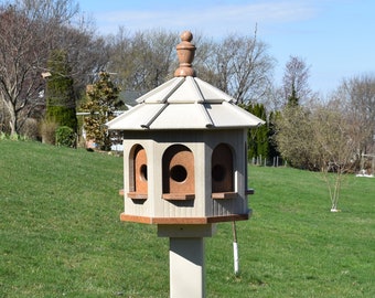 BLUEBIRD BIRDHOUSE | gazebo birdhouse | 4 rooms | Amish handmade | Made in USA | Mahogany & Birch| small