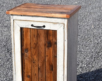 Reclaimed barn wood Distressed Trash Bin Wood Trash Bin Amish handmade