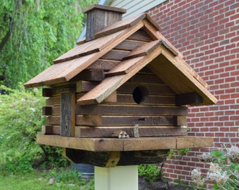 Small bird house | Log cabin bird house | Reclaimed wood bird house | Amish handmade | Made in USA