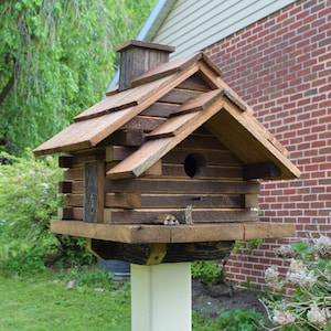 Small bird house | Log cabin bird house | Reclaimed wood bird house | Amish handmade | Made in USA