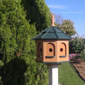 LARGE Poly Gazebo Birdhouse | 8 rooms | Amish Handmade | Made in USA | Cedar & Green