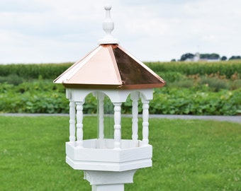 Copper roof bird feeder | Wood bird feeder | Spindle | Amish handmade | Made in USA | Small bird feeder