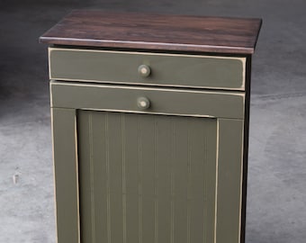 Trash Can | Trash cabinet | Amish handmade | Amish furniture | Rustic finish | Not smooth | Distressed edges *Plastic can INCLUDED