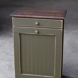 Trash Can | Trash cabinet | Amish handmade | Amish furniture | Rustic finish | Not smooth | Distressed edges *Plastic can INCLUDED