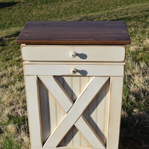 Trash Can cabinet | Barn Door | Rustic trash bin | Not smooth | Distressed edges| Amish handmade |*41 QT. Plastic trash can INCLUDED