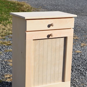 Amish Handmade Tilt-Out Trash Can Cabinet | Unfinished Pinewood, USA Made
