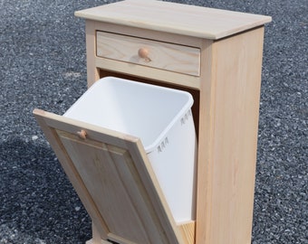 Amish Handmade Wooden Tilt-Out Trash Bin | 50 qt, Unfinished