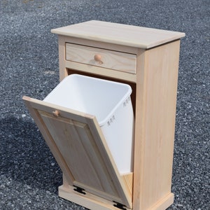 Amish Handmade Wooden Tilt-Out Trash Bin | 50 qt, Unfinished