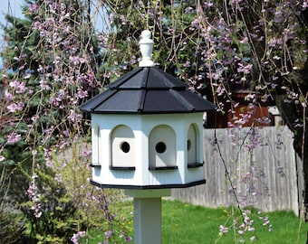 LARGE Poly Gazebo Birdhouse | 8 rooms | Amish Handmade | post and planter not included | Made in USA