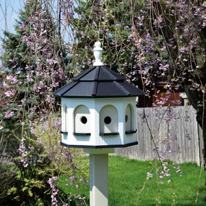 LARGE Poly Gazebo Birdhouse | 8 rooms | Amish Handmade | post and planter not included | Made in USA