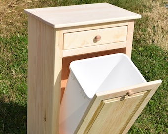 Extra large trash bin | Unfinished | No trim | Amish handmade | Made in usa